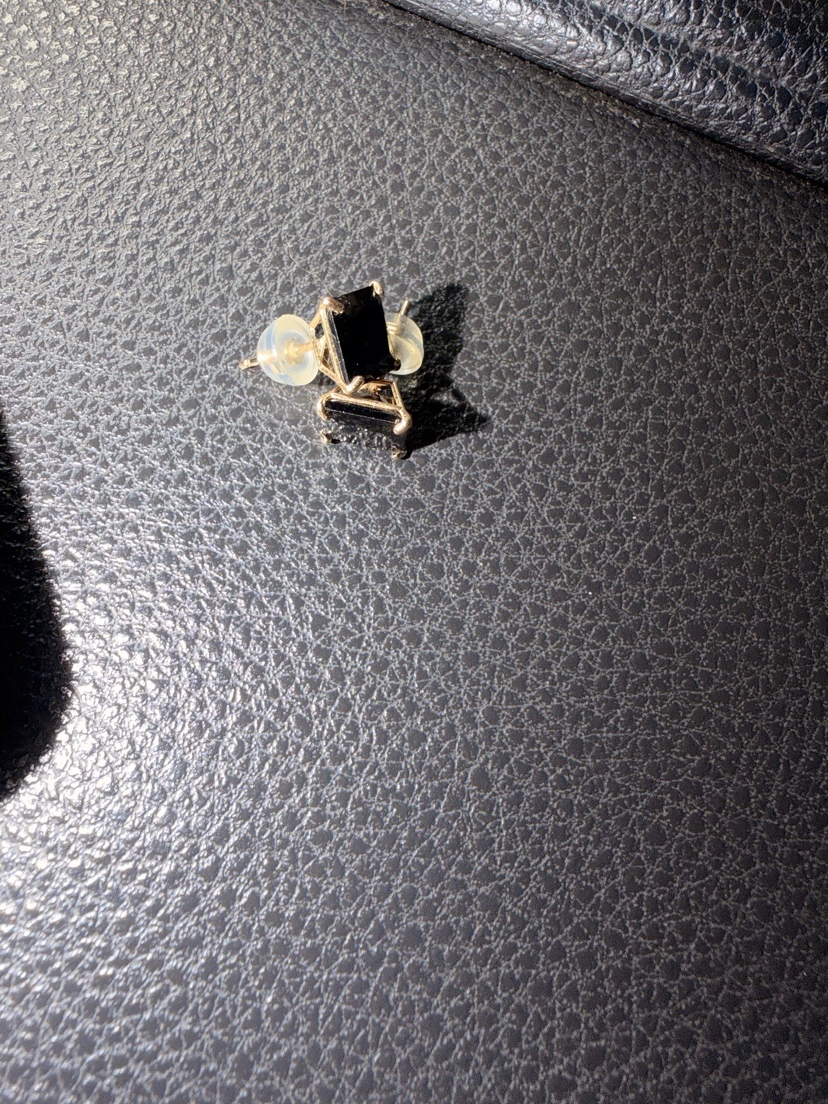 Rectangular Yellow Gold Stud Earrings with Butter… - image 1