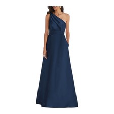 Alfred Sung D815s One-Shoulder A-Line Gown dress blue size 6