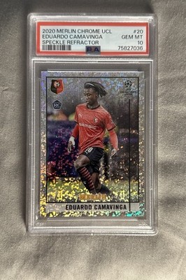 Topps Merlin Chrome 2020-21 UCL Eduardo Camavinga Speckle /150 PSA 10 RC