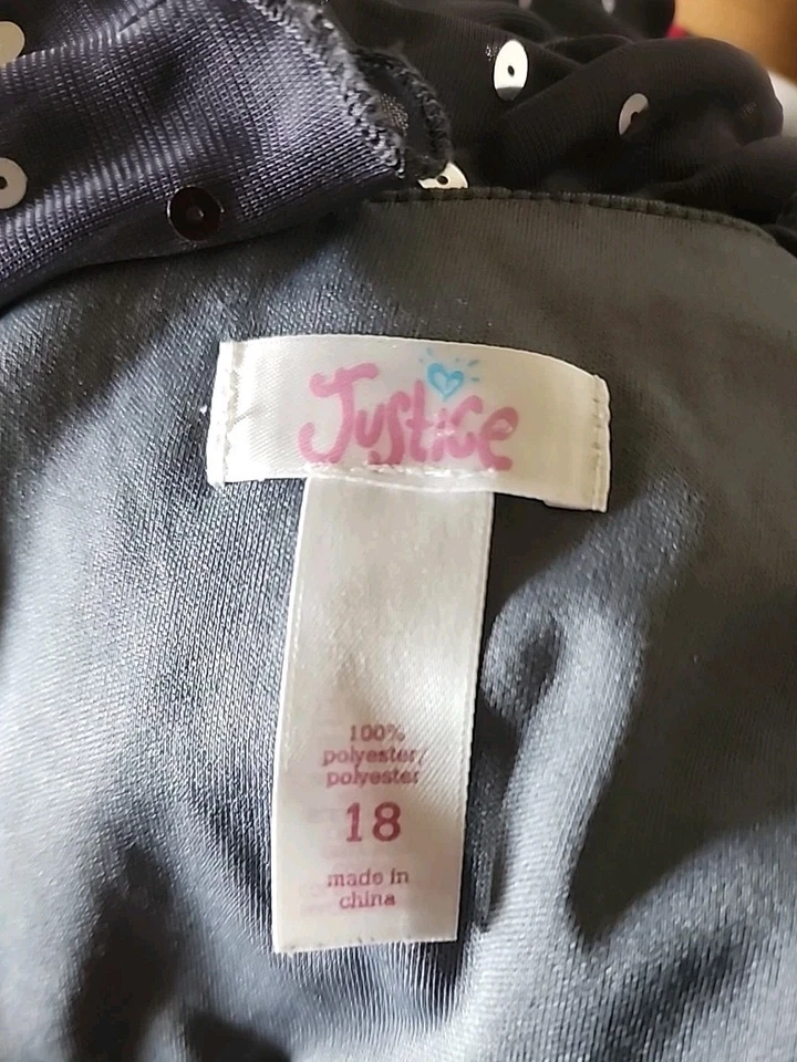 Justice Girls Holiday Party Stretch Sequin Sparkle Tulle Dress Size 18 - Image 4 of 4