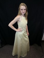 Vtg Gown Dress Formal Wedding Jump Wendye Chaitin Yellow Vanilla Tulle Straps S