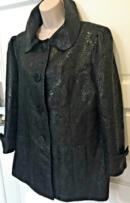 Women's New Black  Metallic FLORES & FLORES Dressy Jacket Blazer, Size 12.