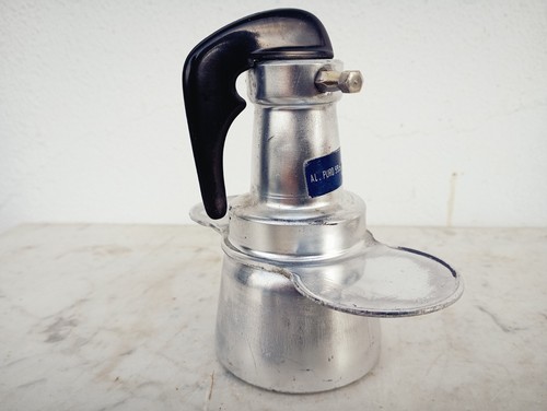 Piccola caffettiera vintage Italia bella Brevettato rapido 2 tazze alluminio duro 995 - Foto 9 di 20