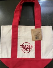 NEW Trader Joe’s Mini Canvas Tote in Red ❤️ Reusable Shopping Bag With Tag ❤️