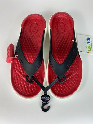 red croc flip flops