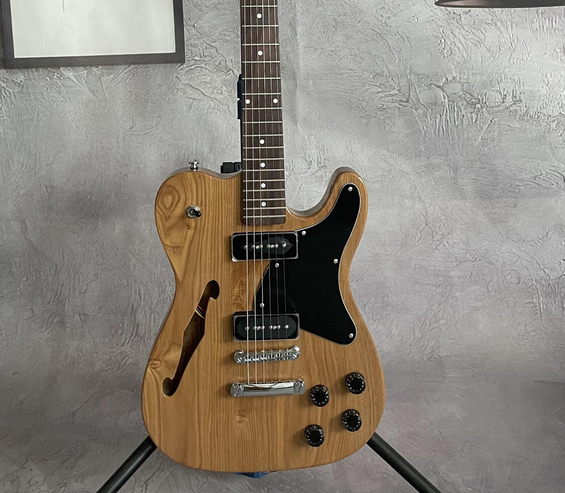 Factory Semi Hollow Body TL Electric Guitar P90 Pickups Fixed Bridge