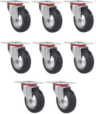 Y&Y Decor 8 Pack 3'' Swivel Caster Wheels Rubber Base with Top Plate & Bearing