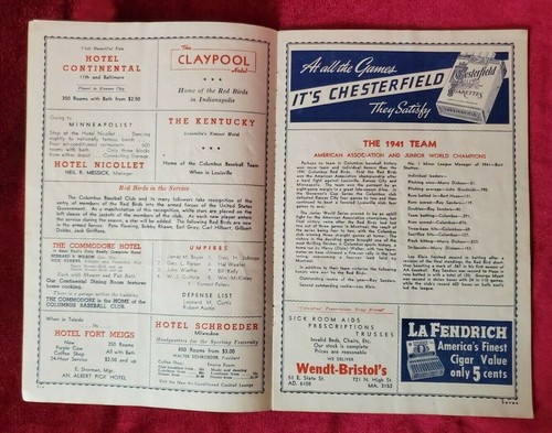 1942 COLUMBUS RED BIRDS OFFICIAL SCORE BOOK- KANSAS CITY BLUES- BOOK WAS SCORED - Picture 4 of 9