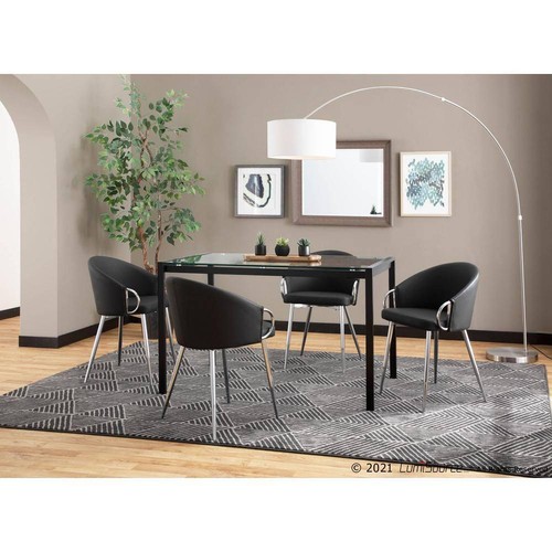 Lumisource Dining Chair Claire Black Faux Leather Silver Metal - Picture 5 of 5