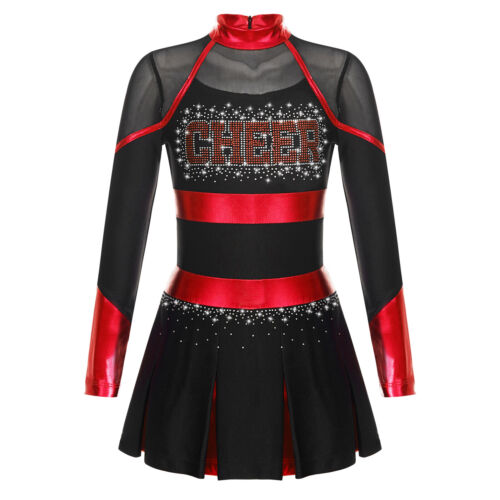 Costume vestito squadra bambina ragazza glitterato cheerleading colore contrasto uniforme - Foto 31 di 84