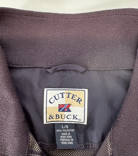 Cutter & Buck 1/4 Zip Pullover Golf Jacket Windbreaker Large Plaid Blue Tan - Picture 12 of 13
