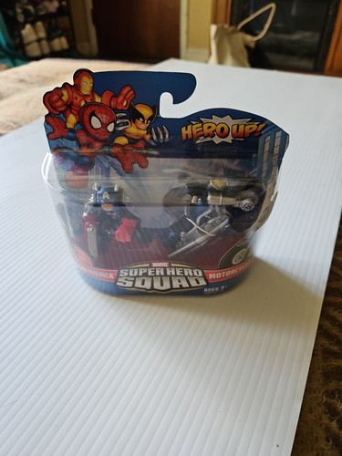 Marvel 2009 Super Hero Squad CAPTAIN AMERICA figure with Motorcycle NEW SEALED - 第 2/6 張圖片
