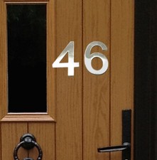 Stick-On House Numbers - No 46 - Stainless Steel - 10cm - Door, Fence, Gate