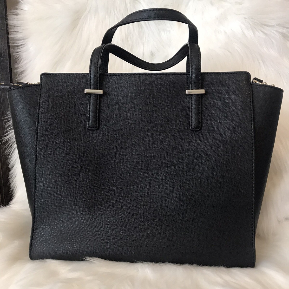 Kate Spade Cedar Street Small Hayden Black Leather Satchel Handbag Purse Kate Spade New York Purse Bag Cedar St Hayden Black Saffiano  main image 3