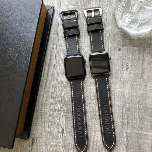 Dark Grey Leather iWatch Strap Band 