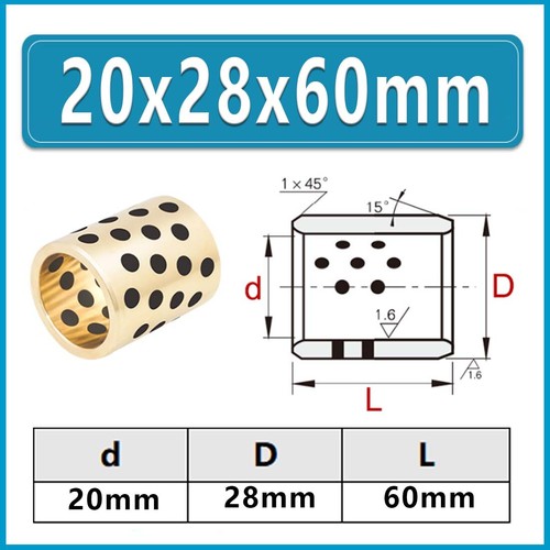 ID 16mm-25mm JDB Oilless Graphite Lubricating Brass Bearing Bushing Sleeve Shaft - 第 163/266 張圖片