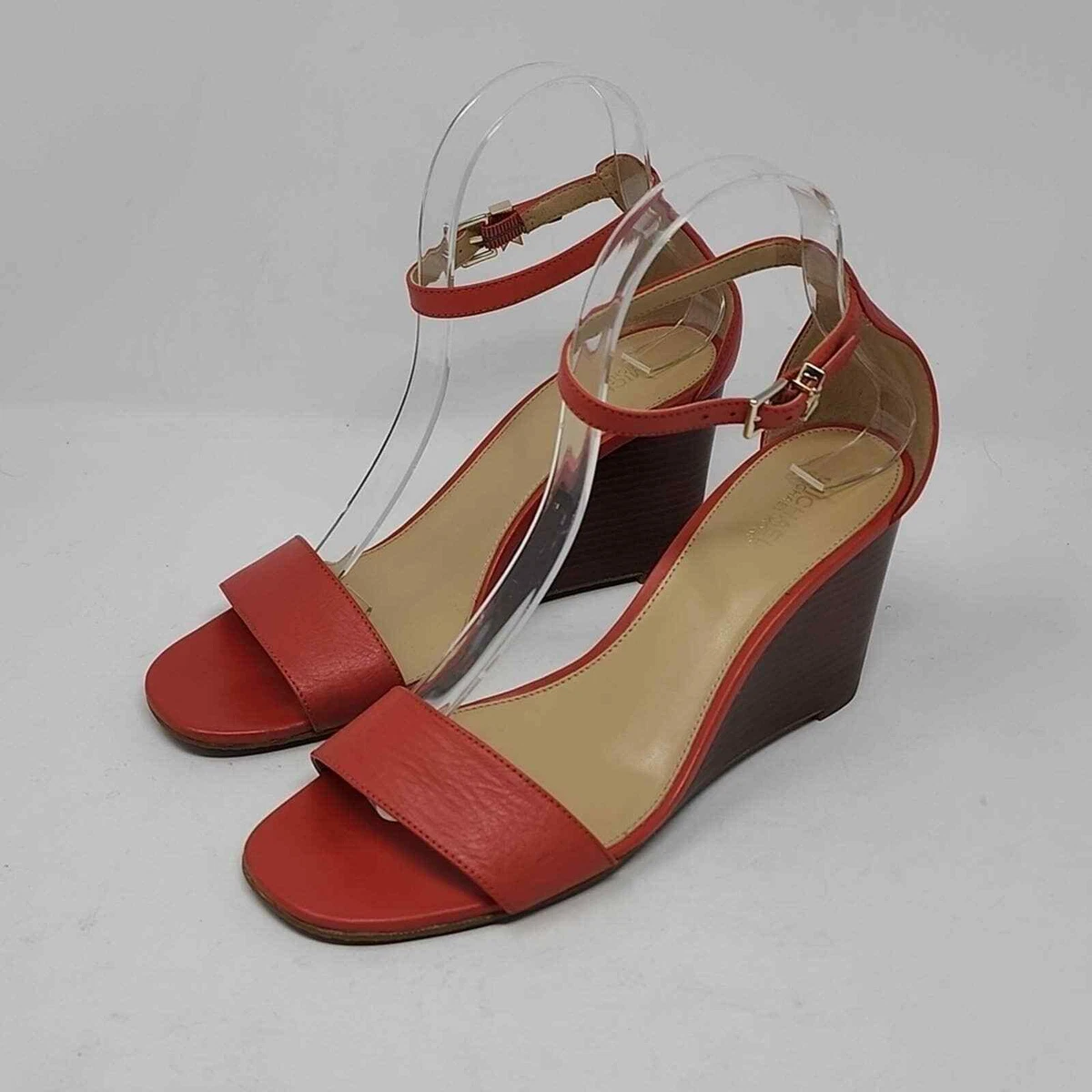 Michael Kors Fiona Ankle Strap Wedges Sandals Orange Size 7.5