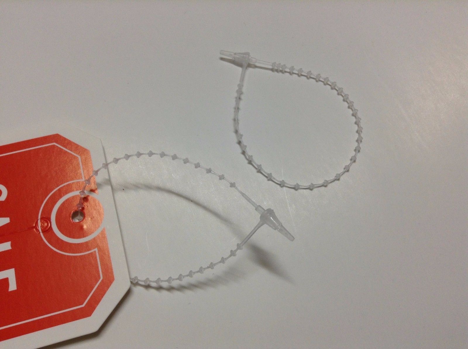 5" (inch) clear Adjustable Snap Lock Pin Security Loop Plastic Tag