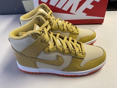 NEW Nike Dunk Hi Retro PRM Wheat Team Gold Men's Size 9 NIB White Yellow Orange
