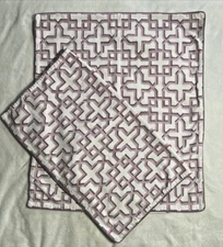 2x Pottery Barn Purple Lavender Geo Geometric Cotton Euro Pillow Cover Sham