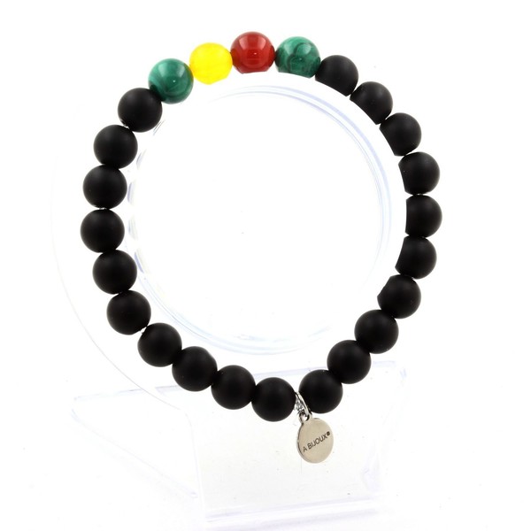 Steine Und MinéRaux. Armband Perlen Malachit Aus Kongo + Achat Gelb R-image