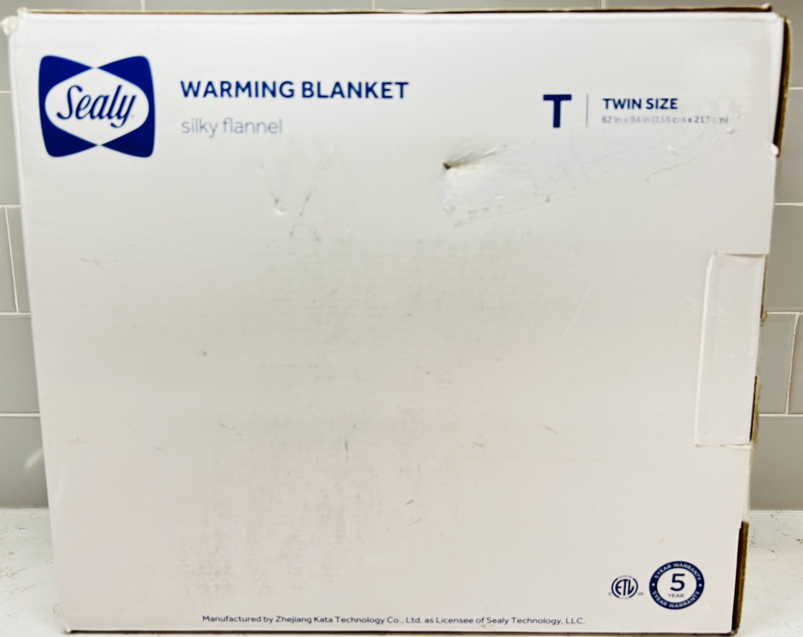 Sealy Warming Silky Flannel Electric Blanket - Twin Size 62in X 84in - Beige
