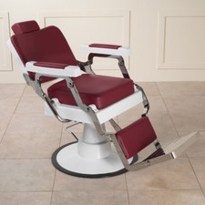 Poltrona Sedia da barbiere professionale stile vintage + carrello in acciaio