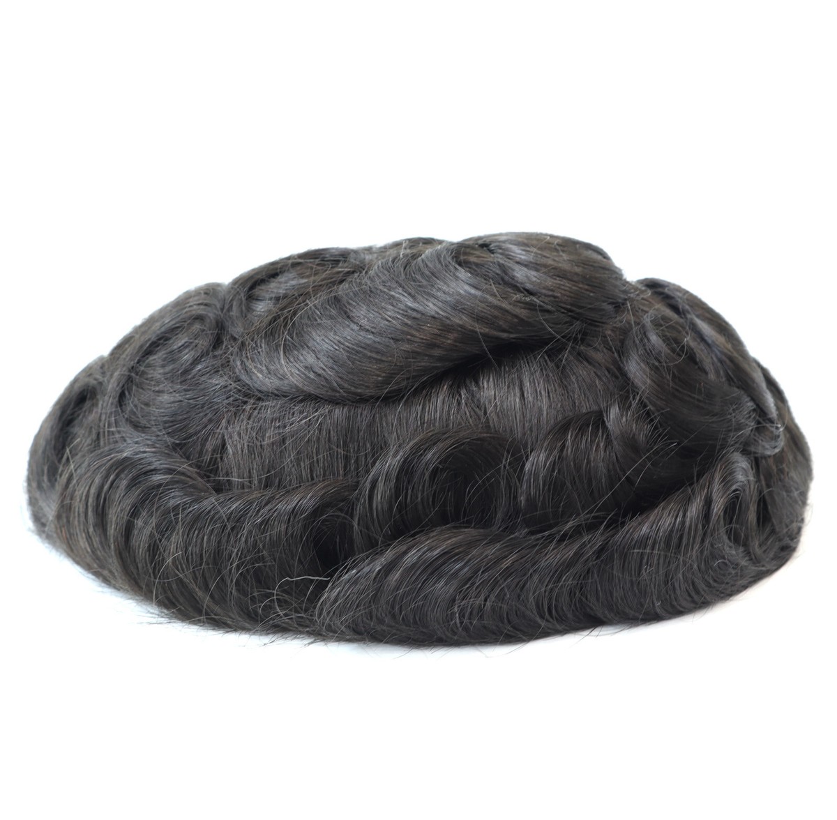 Protesi Capillare Maschile Sistema Di Capelli In Pizzo Francese Toupee Maschile Pezzo Di Capelli Umani Remy Poly Around Sostituzione Dei Capelli In Pizzo Traspirante For Uomo(Darkest Brown With 20% Gr - Foto 4