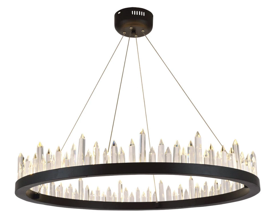 Crystal Chandelier Satin Dark Grey Dining Room Foyer Ceiling Light fixture 31 in - Image 3 of 3