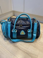 Vintage Head Holdall Bag Sports Gym Retro Navy Aqua Faux Leather With Strap