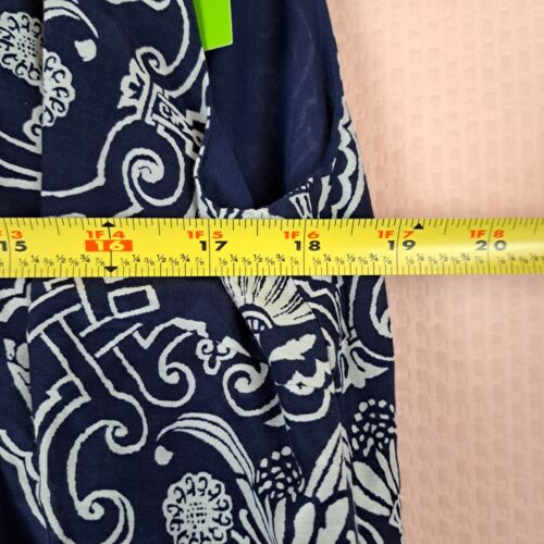 NEW C Wonder Pineapple Scroll Border Maxi Dress Cotton Silk Blue Size L - Picture 4 of 13