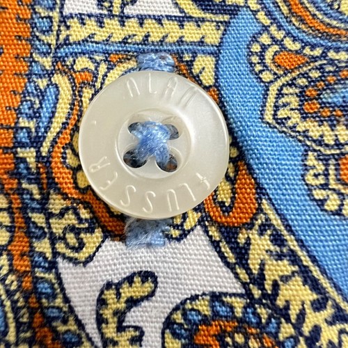 Camicia uomo Alan Flusser paisley con bottoni manica lunga 2XL cotone blu arancione - Foto 9 di 13