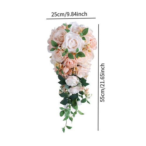 Hochzeitsstrauß für die Braut, lebensechte künstliche Blumen, Wasserfall, - Bild 4 von 5