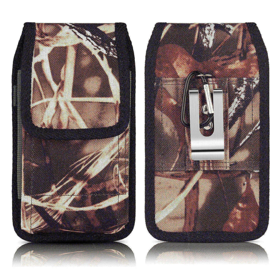 Cell Phone Pouch Waist Belt Bag Buckle Nylon With Belt Loop Metal Clip Holster - Image 3 of 4