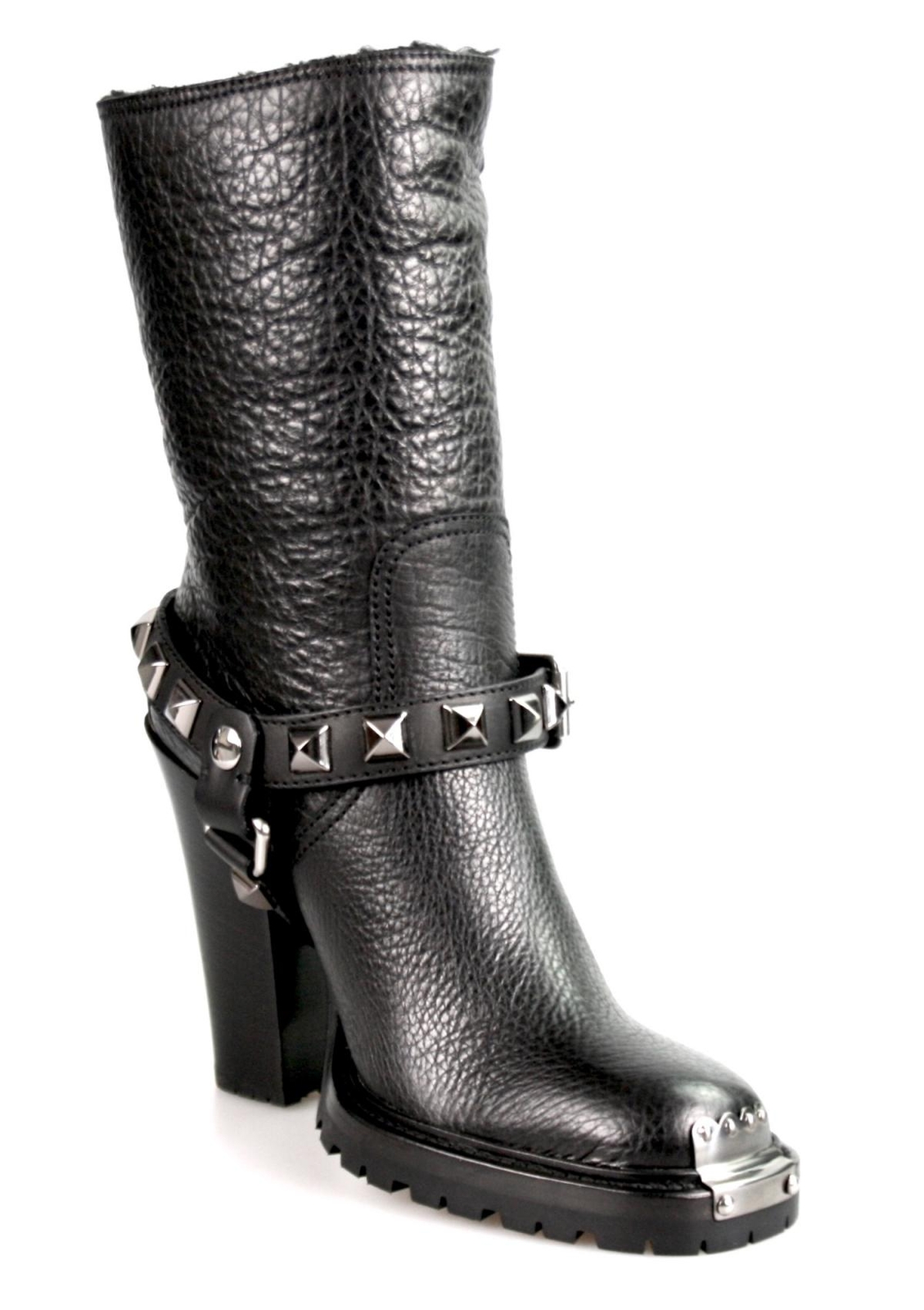 MIU MIU by PRADA Buffalo Leather SHEARLING FUR Booties Boots NEW image 5