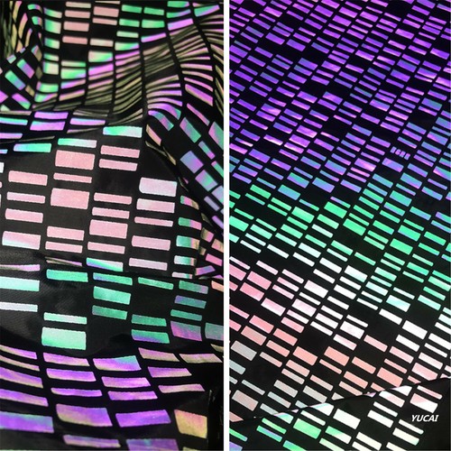 Grid Laser Reflective Surface Texture Designe Fabric Soft Mirror Costumes DIY - Picture 4 of 6