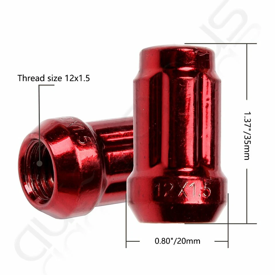 24 tuercas rojas 6 estrías + 2 llaves 12x1,5 mm para Toyota Highlander 2001-2016 Foto 2 de 4
