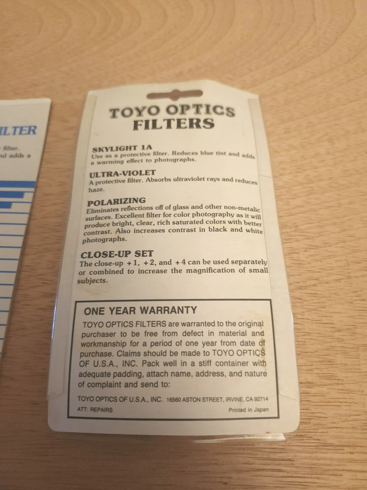 (2) Toyo Optics 52mm SKYLIGHT 1A FILTER VINTAGE BRAND NEW MADE IN JAPAN - Image 4 of 4