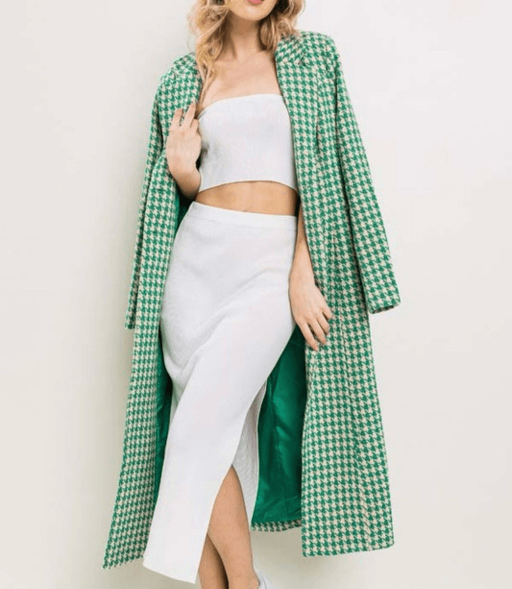 Green Houndstooth Jacket Coat - image 2