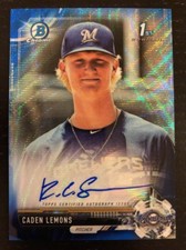 2017 Bowman Chrome Draft Blue Wave Refractor CADEN LEMONS Auto #/150 Brewers RC