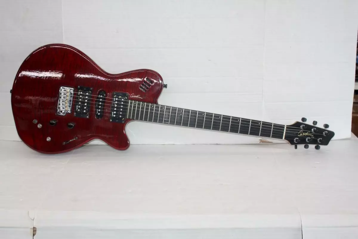 Godin XTSA Leaftop Dark Trans Red Electric Guitar with Soft Case