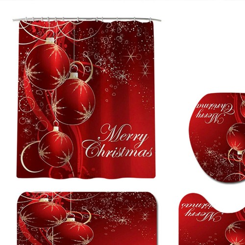 Weihnachts-Badezimmer-Duschvorhang-Set Urlaubs-Duschvorhang-Set - Bild 9 von 11