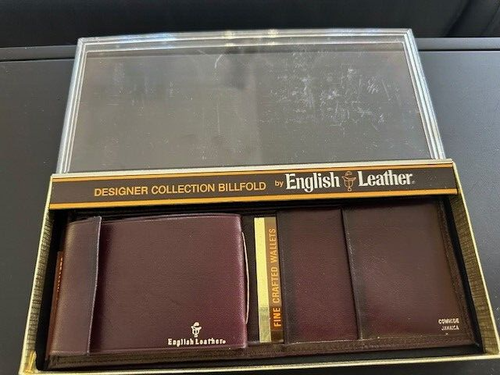 English Leather Designer Collection Leather Billfold Wallet Vtg 028708 Burgandy