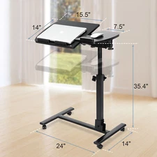 Adjustable Mobile Rolling Height Angle Laptop Sofa Desk Overbed Table Stand