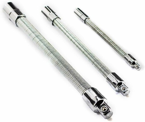 Flexible Socket Extension Bar Set,3 Pcs Drive Flex Bar 1/4"X8" 3/8"X12" 1/2"X14" - Picture 10 of 10