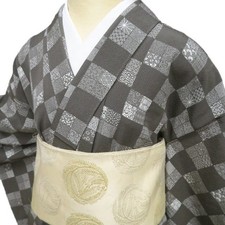 Fine pattern kimono, unused, pure silk, casual, checkered pattern, Edo fine