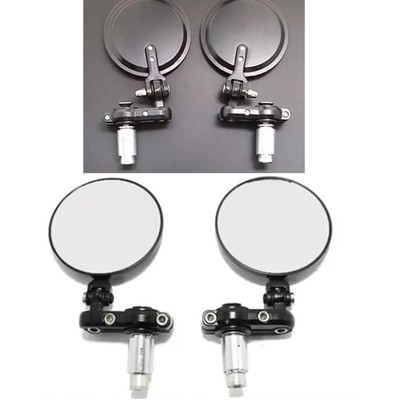 2Pcs Motorcycle Rearview Mirror Round Folding Bar End Rear View Side Mirror