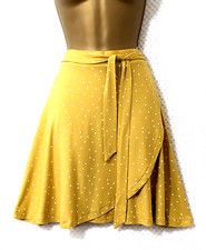 NWT NEXT Yellow Polka Dot Wrap Mini Skirt UK 16 Side Tie Summer Holiday Beach