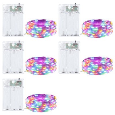 Minetom Fairy Lights Battery Operated, 5 Pack 7 feet, Pink + Multicolor 