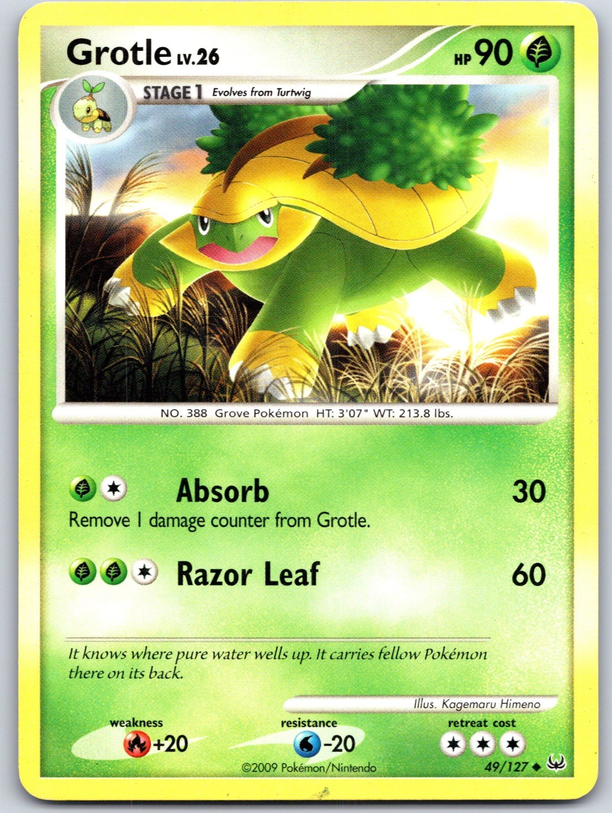 Grotle 49/127 Non Holo Platinum NM-LP Pokemon 2009 Kagemaru Himeno